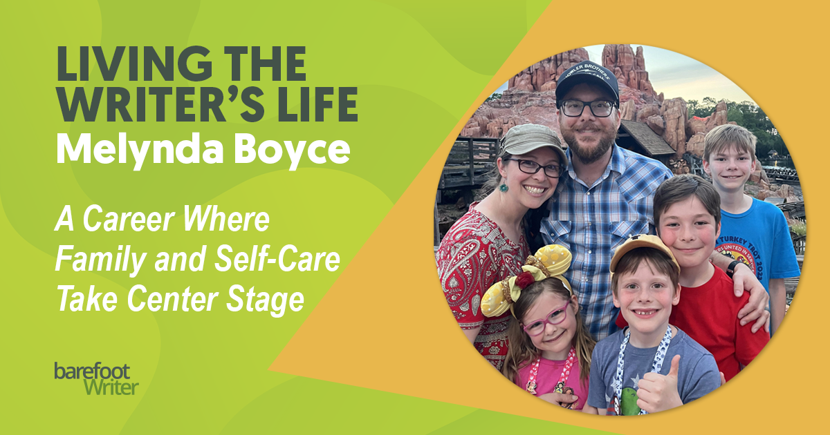 Melynda and her family in front of the Big Thunder
	Mountain Railroad at Disney World in Florida.