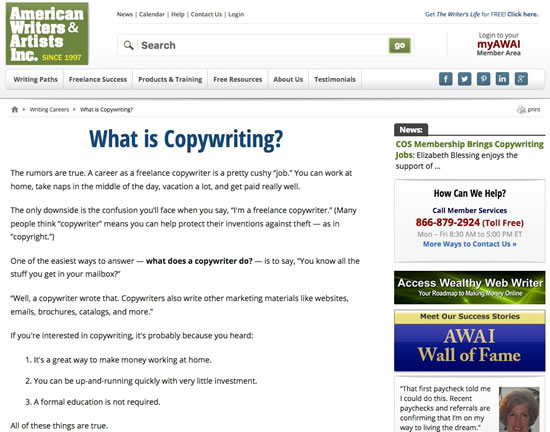 Example of &ldquo;Copywriter/Copywriting&rdquo;