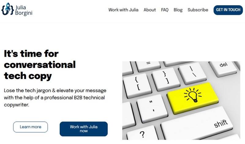 Screen shot of Julia Borgini&rsquo;s freelance website