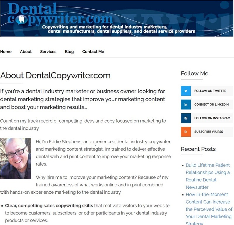 Screen shot of Eddie Stephens&rsquo;s About page