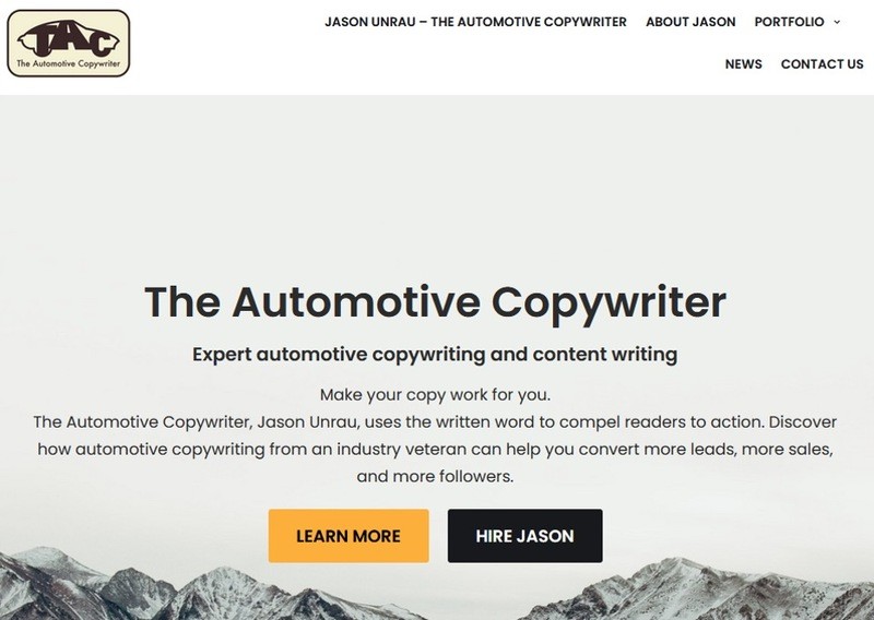 Screen shot of Jason Unrau&rsquo;s freelance website