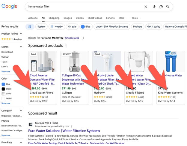 Screenshot of a Google search result featuring ads